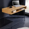 Schreibtisch STUDIO - 110cm - natur schwarz - Eiche Metall - Bürotisch Stauraum