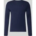 Tommy Jeans Slim Fit Longsleeve mit Rippenstruktur in Marine Melange, Größe M