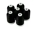 Simthread 6 Spulen 1000M (1100Y) Polyester-Stickereigarn, 40wt 100% Polyester-Garne für alle Stickmaschinen - Schwarz