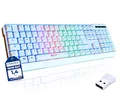 KLIM Chroma Wireless Gaming Tastatur Kabellos QWERTZ DE – RGB Beleuchtet, Leise & Ergonomisch, Langlebig & Wasserdicht – Für PC, Mac, PS4, PS5 – Weiß