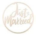 Rayher Holzkranz mit Schriftzug „Just Married“, zum Hängen, 30 cm ø, natur, Holzring, Birkenholz FSC zertifiziert, Türkranz Hochzeit, Wanddekoration, 62934505