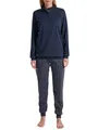 CALIDA Midnight Dreams Bündchen-Pyjama Damen, aus 100% Dicker Baumwolle