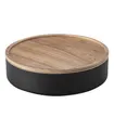 YAMAZAKI 5800 RIN Storage Case with Lid Round, black, Steel/Wood, 22 x 22 x 6 cm