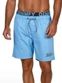 DENIMFY Badehose Herren Lang Badeshorts Doppelter Bund DFNeo Kurze Hosen Schwimmhose Shorts Print, Größe:XL, Farben:Maya Blue