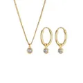 Elli PREMIUM Schmuckset Kette Creolen Labradorite Stein 925 Silber vergoldet Gold Damen 
