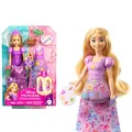 Mattel Disney-Princess-Spielzeuge, Rapunzel-Modepuppe mit 2 Looks, 9 Accessoires, 2 Oberteilen zum Anklipsen und 2 Röcken. 2-in-1-Geschichten inspiriert von Disney – Neu verföhnt, JBG09