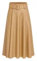 Mississhop 401 Damen A-Linien Rock mit Gürtel – Kunstleder Camel