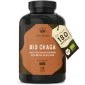 BIO Chaga Pilz Extrakt - 180 Kapseln - 12.000mg Extrakt (10:1) - 40% Polysaccharide - 30% Beta Glucane - Schiefer Schillerporling Pulver - Vegan, Deutsche Produktion - TRUE NATURE®