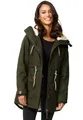Navahoo Damen Winterjacke mit Teddyfell Winter Jacke warm gefüttert B991 [B991-Ireliaa-Olive-Gr.S]