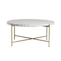 Miliboo - Runder Couchtisch aus Terrazzo und goldfarbenes Metall D81 cm MEZZO