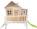 AXI Spielhaus Emma mit hellgrüner Rutsche | Stelzenhaus in Braun & Weiß aus  Holz für Kinder | Spielturm für den Garten