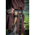 Hornhalter aus Leder mit keltischer Prägung Schwarz Wikinger Accessoire Kostüm