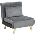 Homcom Schlafsessel,, Grau, Holz, Echtholz,Kautschukholz, 1-Sitzer, Füllung: Polyester, einzeln stellbar, 78x79x72 cm, Wohnzimmer, Sessel, Schlafsessel