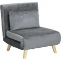 Homcom - 3 In 1 Schlafsessel, Schlafsofa Mit Bettfunktion, Lendenkissen, Klappbarer Relaxsessel Mit Verstellbarer Rückenlehne Liegestuhl In Samtoptik, Für Wohnzimmer, Grau