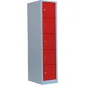 ClassiX Schließfachschrank X-523514, rot, 5 Fächer, Stahl, 42 x 180cm, mit Zylinderschloss