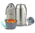 Milu Thermobehälter Essensbehälter 800ml, Warmhaltebehälter mit Löffel, Thermobecher, Edelstahl, grau