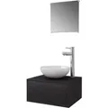 vidaXL 4-Tlg Badmöbel-Set mit Waschbecken und Wasserhahn Schwarz 273685