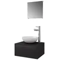 vidaXL 4-TLG. Badmöbel-Set Waschbecken Waschtisch Wasserhahn Spiegel Badezimmer