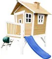AXI Spielhaus Robin mit blauer Rutsche | Stelzenhaus in Braun & Weiß aus  Holz für Kinder | Spielturm für den Garten