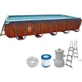 Avenli Pool, Braun, Kunststoff, Holz Optik, 7,020 L, Rechteckig, 200x100x400 cm, Freizeit, Pools und Wasserspaß, Pools