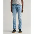 Slim-fit-Jeans GANT "SLIM GANT JEANS", Herren, Gr. 34, Länge 30, blau (light blau vintage), Denim/Jeans, Obermaterial: 97% Baumwolle, 2% Polyester, 1% Elasthan, casual, slim fit, Jeans