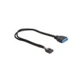 Delock - Internes USB-Kabel - 9-poliger USB-Header (W) zu 19-poliger USB3.0 Kopf (M) - 30cm - Schwarz (83281)