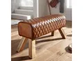 Sitzbank Turnbock Braun Echtleder Lederhocker Sprinbock Hocker Garderobenbank