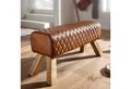 FINEBUY Sitzbank FB54089 Echtleder / Massivholz 89 cm Springbock Flurbank Lederbank (Echtleder / Massivholz 89x46x35 cm, Turnbock), Sitzbank Modern, Flurbank Lederbank Braun