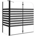 vidaXL Duschwand Duschabtrennung Gestreift 120x68x130 cm Hartglas Duschkabine Duschwand schwarz
