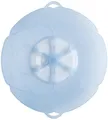 Kochblume das Original, Silikon Überkochschutz für Töpfe und Pfannen, Mikrowellen-Deckel, Spritzschutz und Dampfgar-Aufsatz | (eisblau, L | Topfgröße 14-24cm)