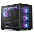 ATX MidTower GamingPCGehäuse, 4 ARGBLüfter Computergehäuse, VollsichtGlasfron...