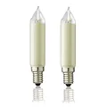 hellum Ersatzkerzen LED 8-55V 0,6W für Lichterketten & Schwibbogen, 2 Stück Schaftkerzen E14 (ø14 mm) passend für 4-30 Brennstellen, 30 Lumen Ersatzkerzen Lichterkette, für innen & außen 904949