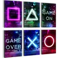 Novart Wandbilder Set Spielkonsole Gamer - KOMPLETT AUFHÄNGFERTIG - Made in Germany - Moderne Bilder Kinderzimmer Junge Teenager - N021364a