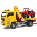 bruder 02750 MAN TGA Abschlepp-LKW, mit Geländewagen, Maßstab 1:16