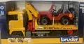 Bruder 02750 MAN TGA Abschlepp-LKW mit Geländewagen, ab 3 Jahren, Maße: 49,5