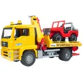 Bruder 02750 MAN TGA Abschlepp-LKW mit Geländewagen, ab 3 Jahren, Maße: 49,5 x 1