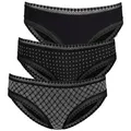 LASCANA Bikinislip (3er-Pack) aus elastischer Baumwolle mit weicher Spitze schwarz 40/42