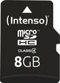 Intenso microSDHC Karte 8GB Class 4 3403460 | Speicherkarte inkl. SD-Adapter | bis 20 MB/s | schockfest, wasserfest