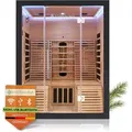 Infrarotkabine Helsinki 150 Dual Technologie, Led - Infrarotsauna 150x150 Cm - 1 Bank, 2 Liegen Für 3 Personen - Wärmekabine Schwarz Black - Artsauna
