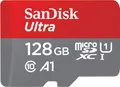 SanDisk Ultra - Flash-Speicherkarte (microSDXC-an-SD-Adapter inbegriffen) - 128GB - A1 / UHS Class 1 / Class10 - microSDXC UHS-I (SDSQUAB-128G-GN6MA)