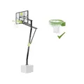 EXIT Toys Galaxy Basketballkorb mit Dunkring zur Bodenmontage Outdoor - Inkl. Basketballdunkring, Netz und Ständer - In 5 Höhen verstellbar - Für Kinder und Erwachsene - Robuster Rahmen - Grün/Schwarz