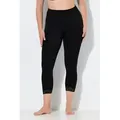 Ulla Popken Feinstrumpfhose Strumpf-Capri Spitzensaum Oberschenkel-Schutz schwarz 54/56
