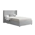 Juskys Polsterbett Savona 140x200 cm mit Stauraum, Lattenrost, Samt-Bezug, bis 250 kg - Hellgrau