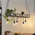 Pendelleuchte Lindby, Kirista, dimmbar, Schwarz, für Wohnzimmer, Metall, Vintage - 100 - 20 - 15