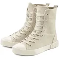 LASCANA Stiefelette im Combat Look, High Top Sneaker, Schnürschuh, Textil-Boots beige 36