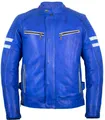 Herren Retro Motorrad Lederjacke mit Protektoren Biker Jacke Motorradjacke (XL,Blau)