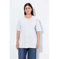 Ulla Popken T-Shirt T-Shirt Rundhalsausschnitt Relaxed Halbarm weiß 42/44