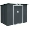 HATTORO P100 XL Metall Gerätehaus Geräteschuppen Schuppen Gartenhaus Pultdach Anthrazit / GRAU - Grau