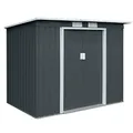 HATTORO P100 Gartenhaus mit Pultdach, Geräteschuppen 213x130x173cm, Gerätehaus mit 2 Schiebetüren, Belüftungsgitter & Metall-Rahmen, Modernes Grau/Anthrazit, Verzinkter Stahl