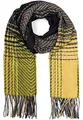 styleBREAKER Damen Feinstrick Schal mit bunt gestreiftem Zick-Zack Muster und Fransen, warme Winter Stola mehrfarbig 01017149, Farbe:Schwarz-Gelb
